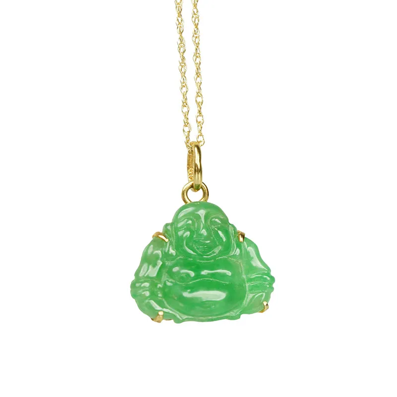 18k Gold Vintage Jade Buddha Necklace