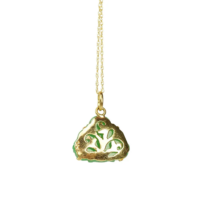 18k Gold Vintage Jade Buddha Necklace