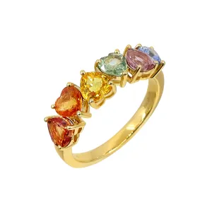 18K Yellow Gold 2.53ct Multi Colour Sapphire Ring - 20738549