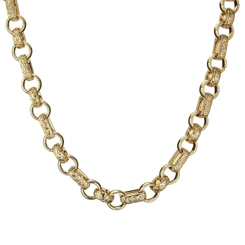 18mm Gold Ornate Gypsy Link Belcher Chain 30 Inch