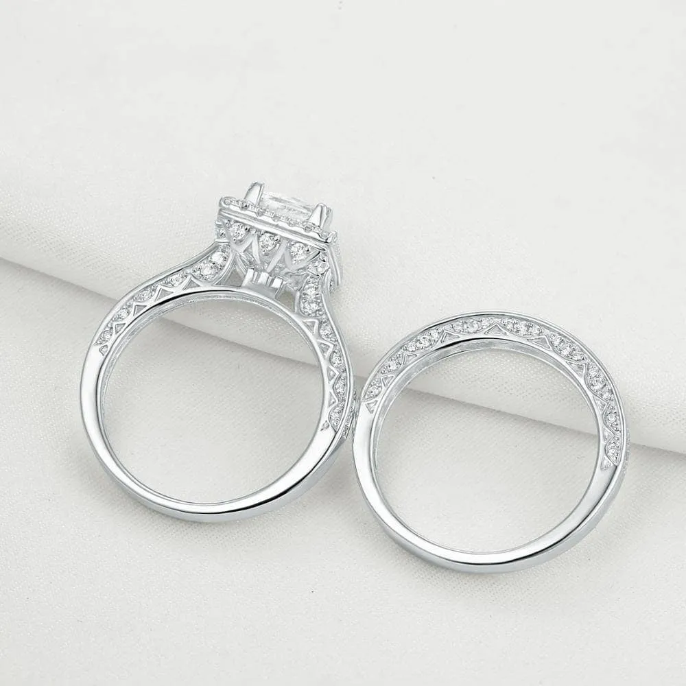1ct Princess Cut Diamond Engagement Ring Set