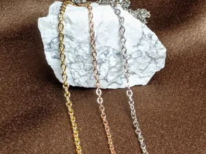 20" & 24” Long, Silver, Rose Gold Colored, Gold Colored Stainless Steel Flat Chain for Men, Women