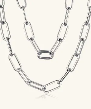 24K White Gold Paperclip Statement Chain - 7mm