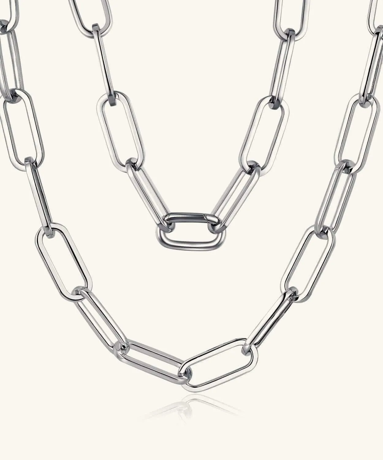 24K White Gold Paperclip Statement Chain - 7mm