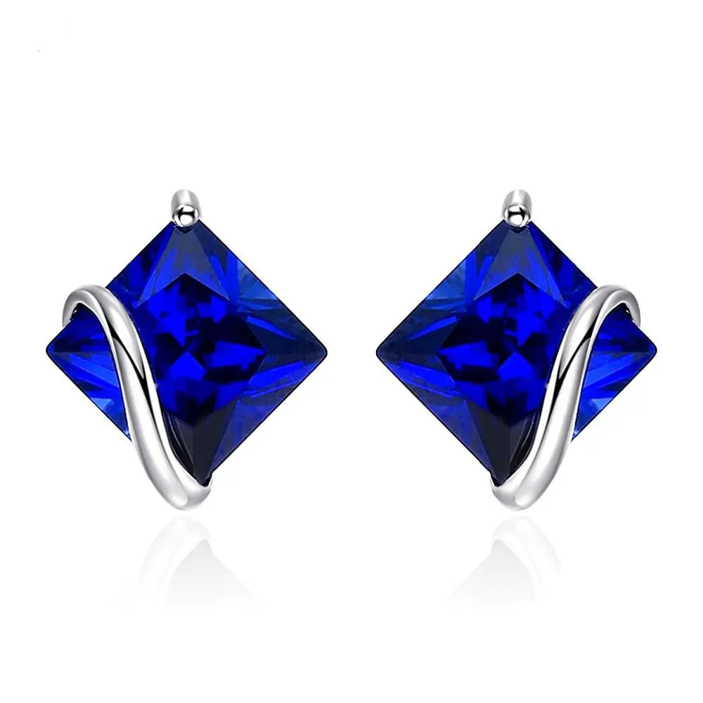 2.8ct Classic Sapphire Stud Earrings 925 Sterling Silver