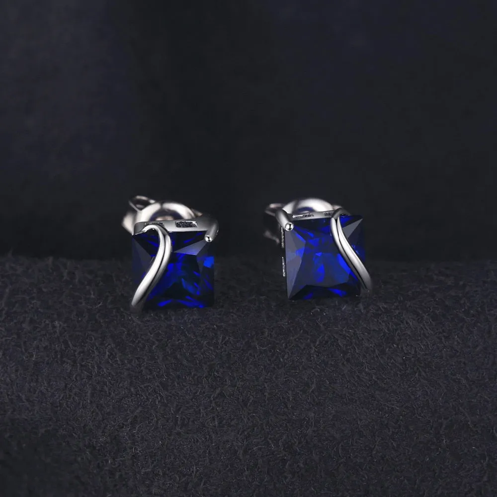 2.8ct Classic Sapphire Stud Earrings 925 Sterling Silver