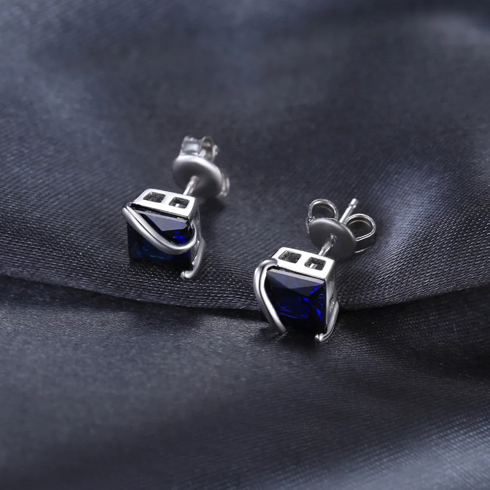 2.8ct Classic Sapphire Stud Earrings 925 Sterling Silver