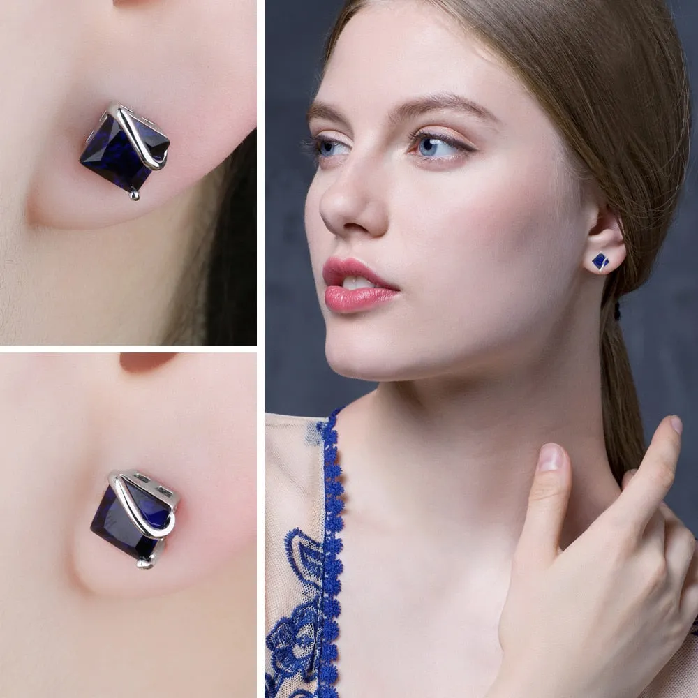 2.8ct Classic Sapphire Stud Earrings 925 Sterling Silver