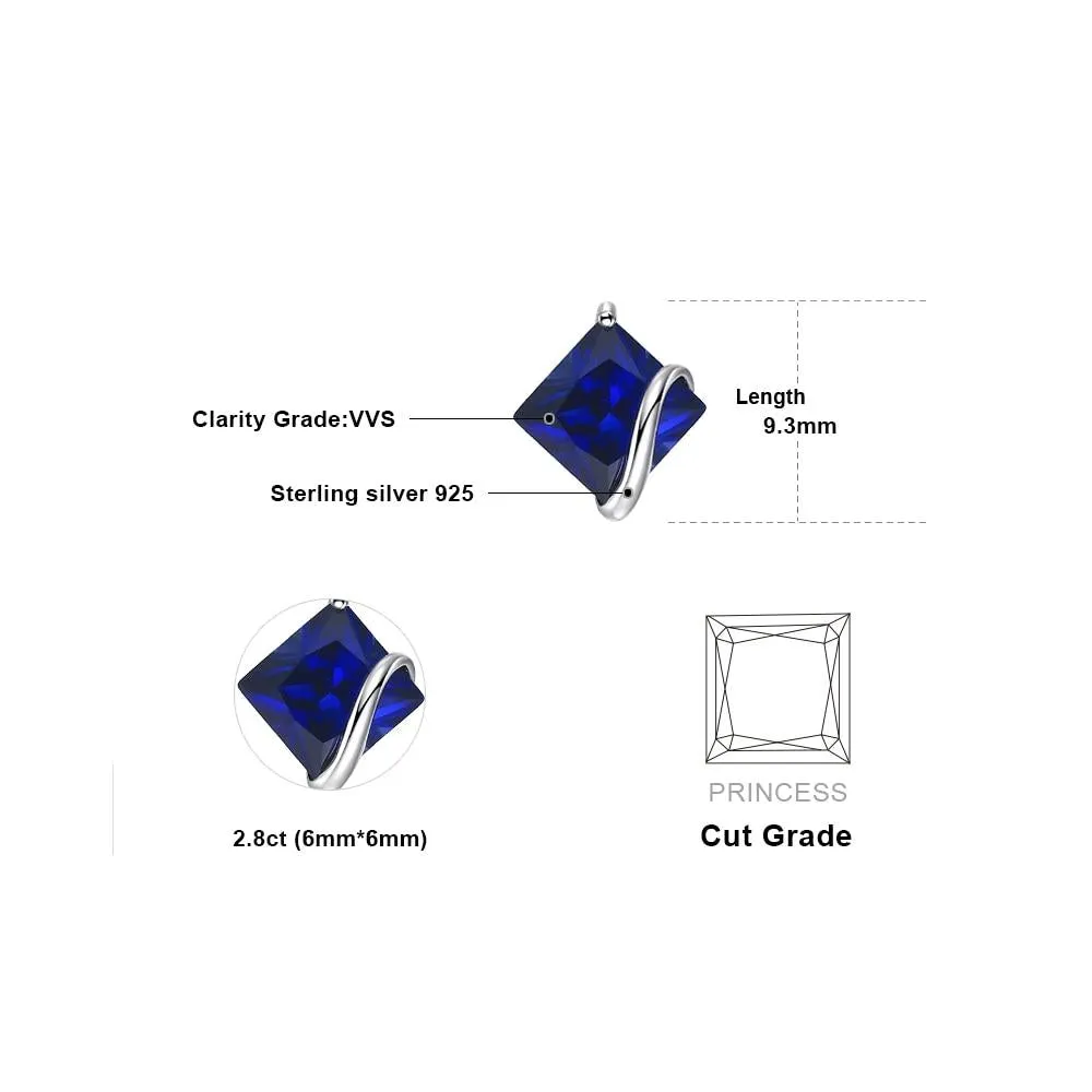2.8ct Classic Sapphire Stud Earrings 925 Sterling Silver