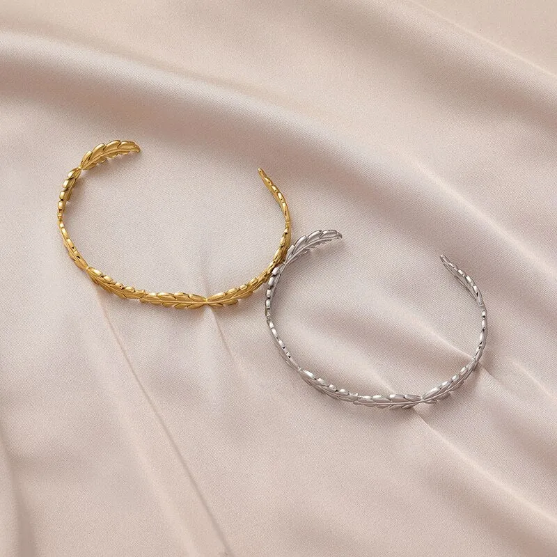 316L Stainless Steel Jewelry Fashion Leaf Bangles For Women