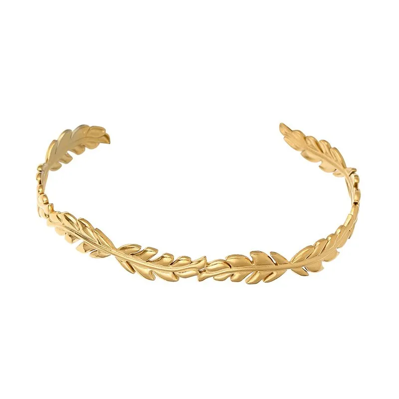 316L Stainless Steel Jewelry Fashion Leaf Bangles For Women