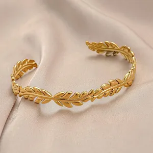 316L Stainless Steel Jewelry Fashion Leaf Bangles For Women