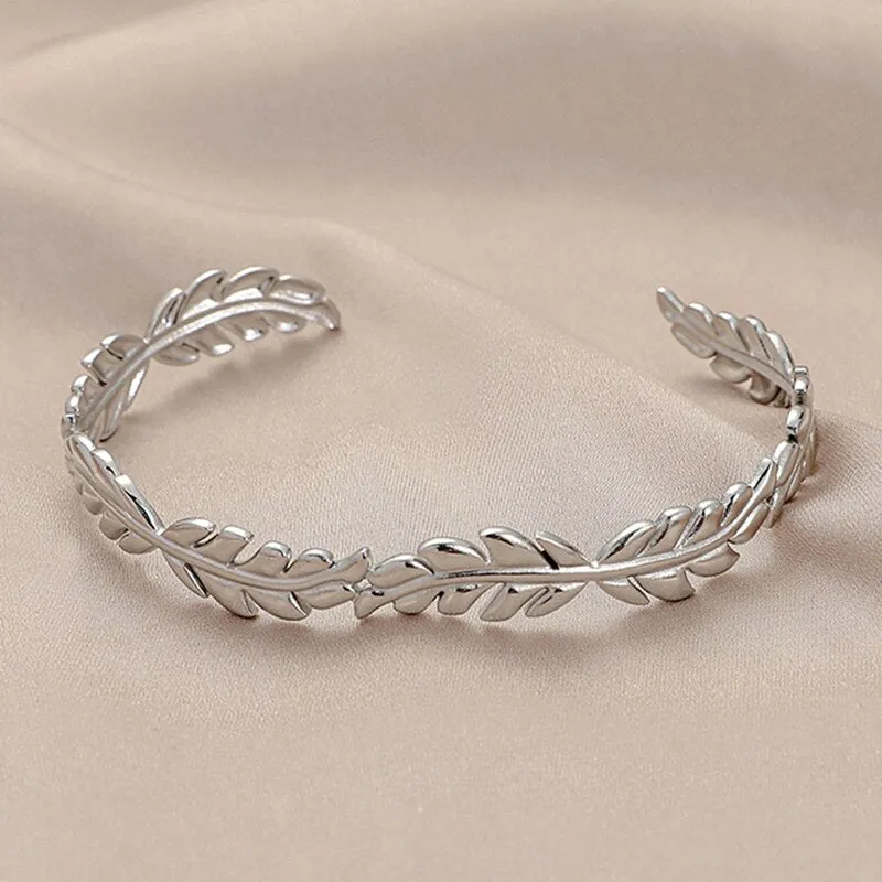 316L Stainless Steel Jewelry Fashion Leaf Bangles For Women