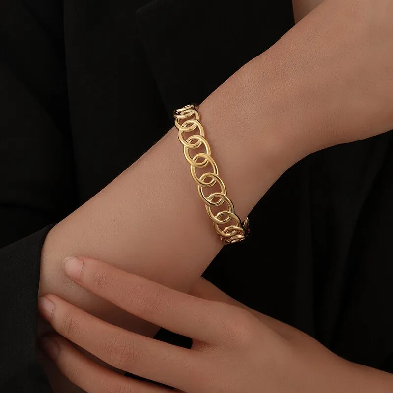 316L Stainless Steel Jewelry Gold Color Bangles For Women