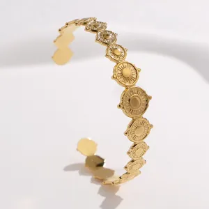 316L Stainless Steel Retro Sun Cuff Bracelet For Women