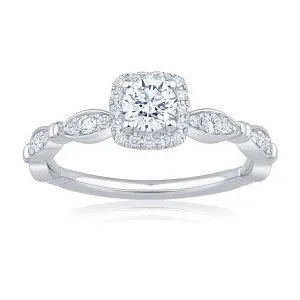3/4ctw Round Diamond Vintage-Inspired White Gold Engagement Ring - Timeless Collection