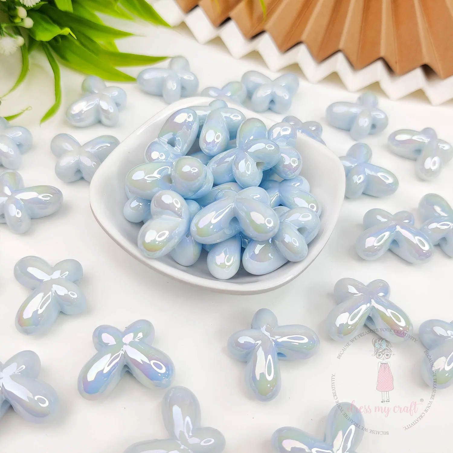 3D Holographic Butterfly Beads - Blue