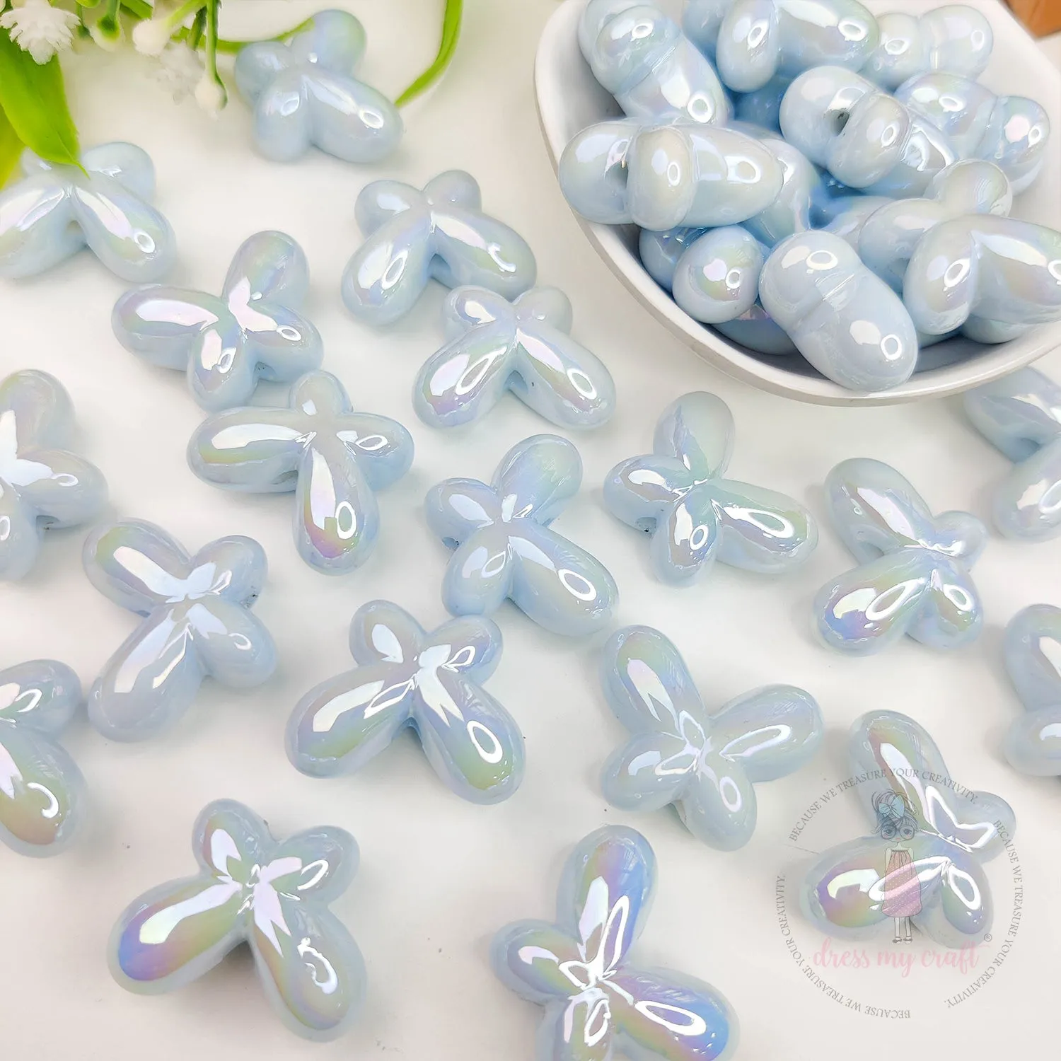 3D Holographic Butterfly Beads - Blue