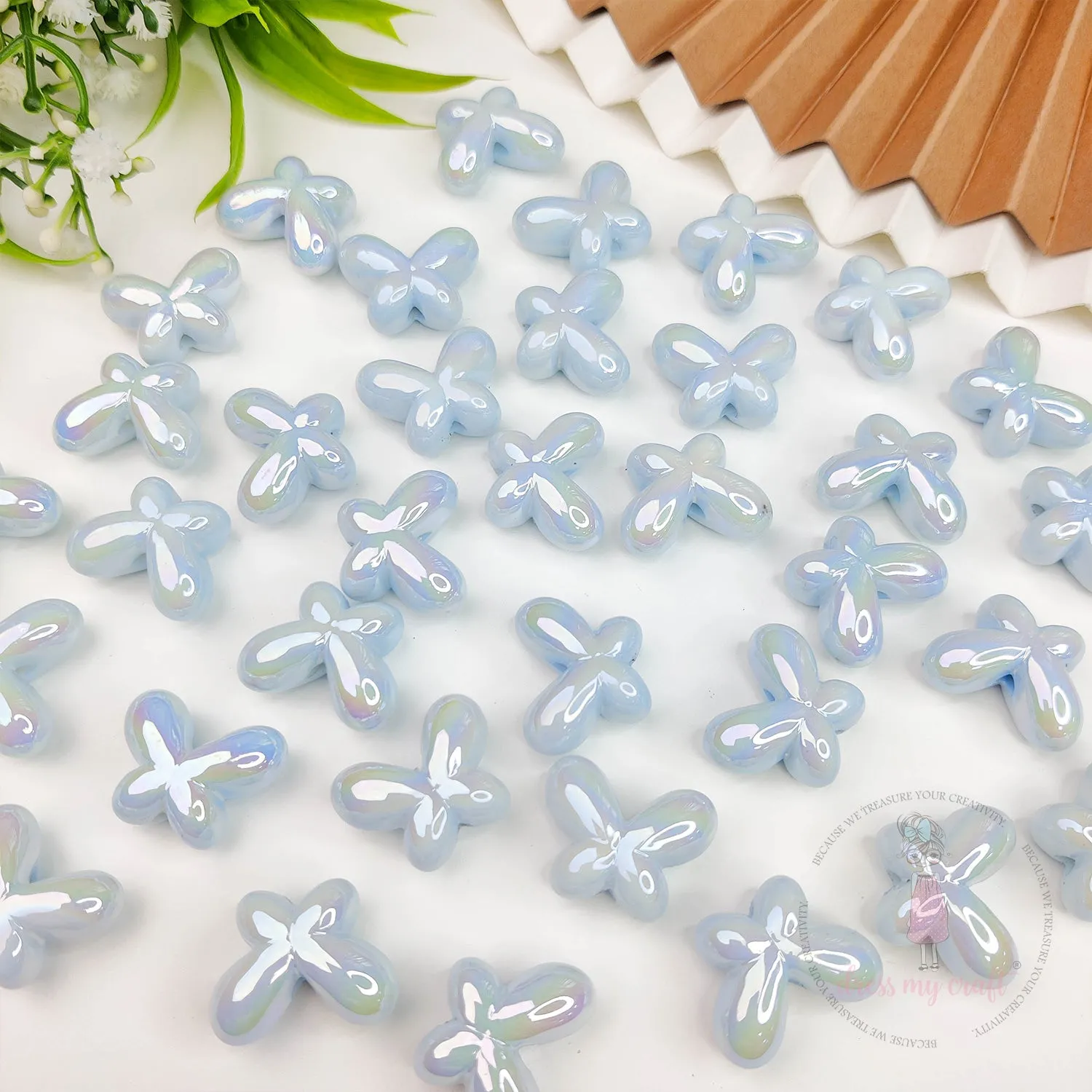 3D Holographic Butterfly Beads - Blue
