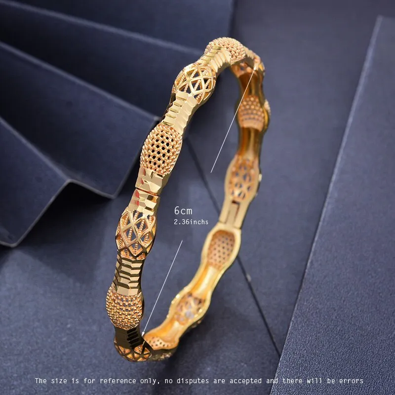 4Pcs Gold Bangles Nigeri/Africa/Dubai/Ethiopian Jewelry Gold Color Bangles for Women