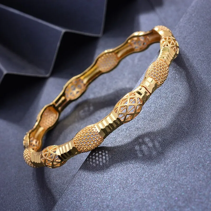 4Pcs Gold Bangles Nigeri/Africa/Dubai/Ethiopian Jewelry Gold Color Bangles for Women