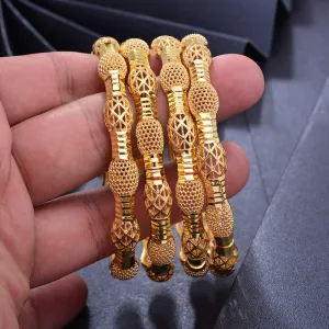 4Pcs Gold Bangles Nigeri/Africa/Dubai/Ethiopian Jewelry Gold Color Bangles for Women