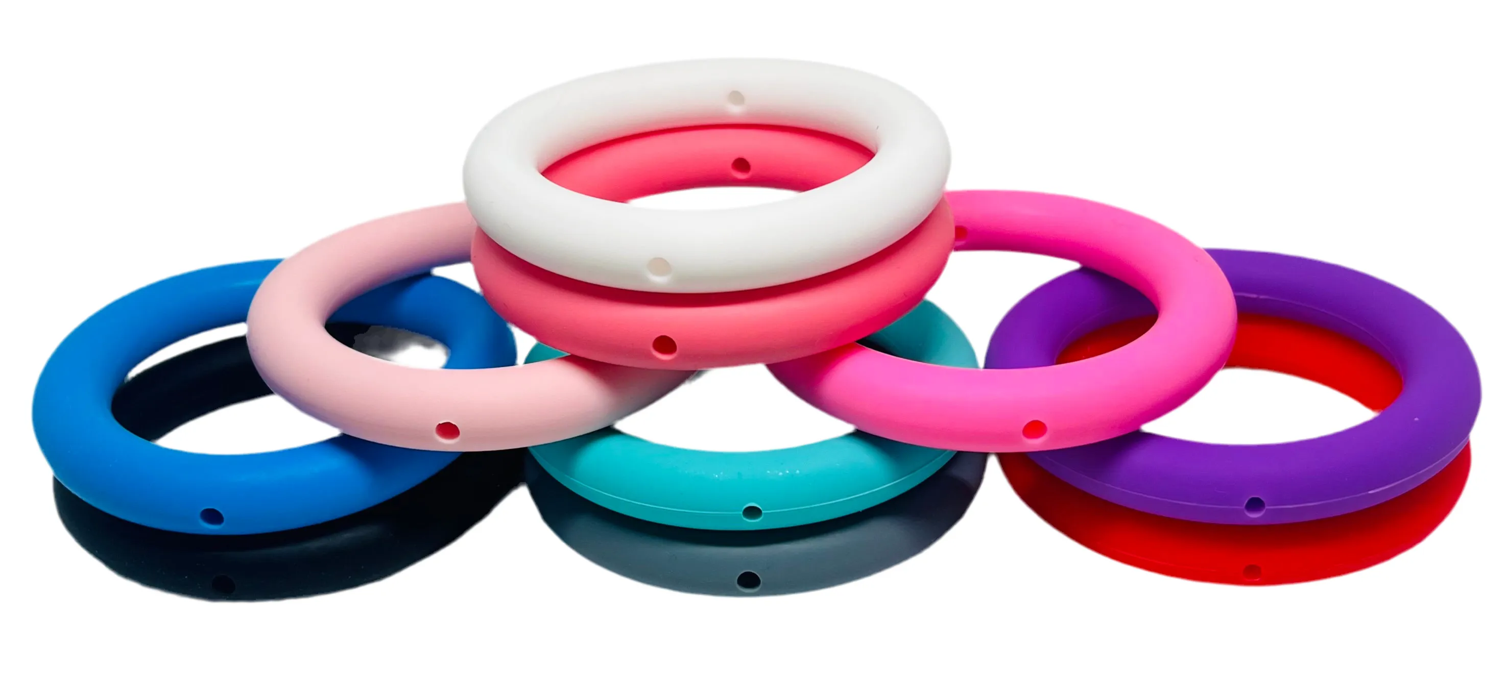 5PCS Color Silicone O-shape Ring Bulk Beads, Hollow Silicone Ring Beads To Make Key Chain Beads Lanyard Necklace Pendant For Bracelet Necklace Connecting Silicone Ring Accessories