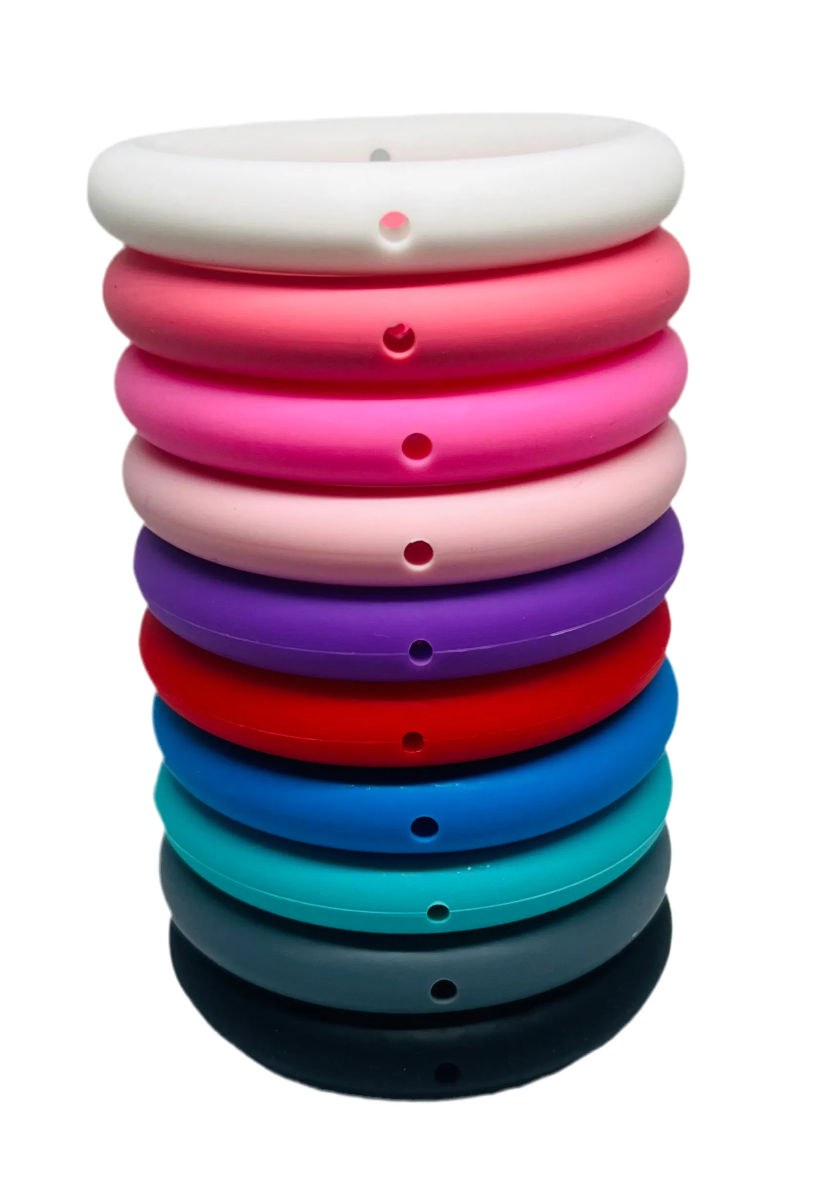 5PCS Color Silicone O-shape Ring Bulk Beads, Hollow Silicone Ring Beads To Make Key Chain Beads Lanyard Necklace Pendant For Bracelet Necklace Connecting Silicone Ring Accessories