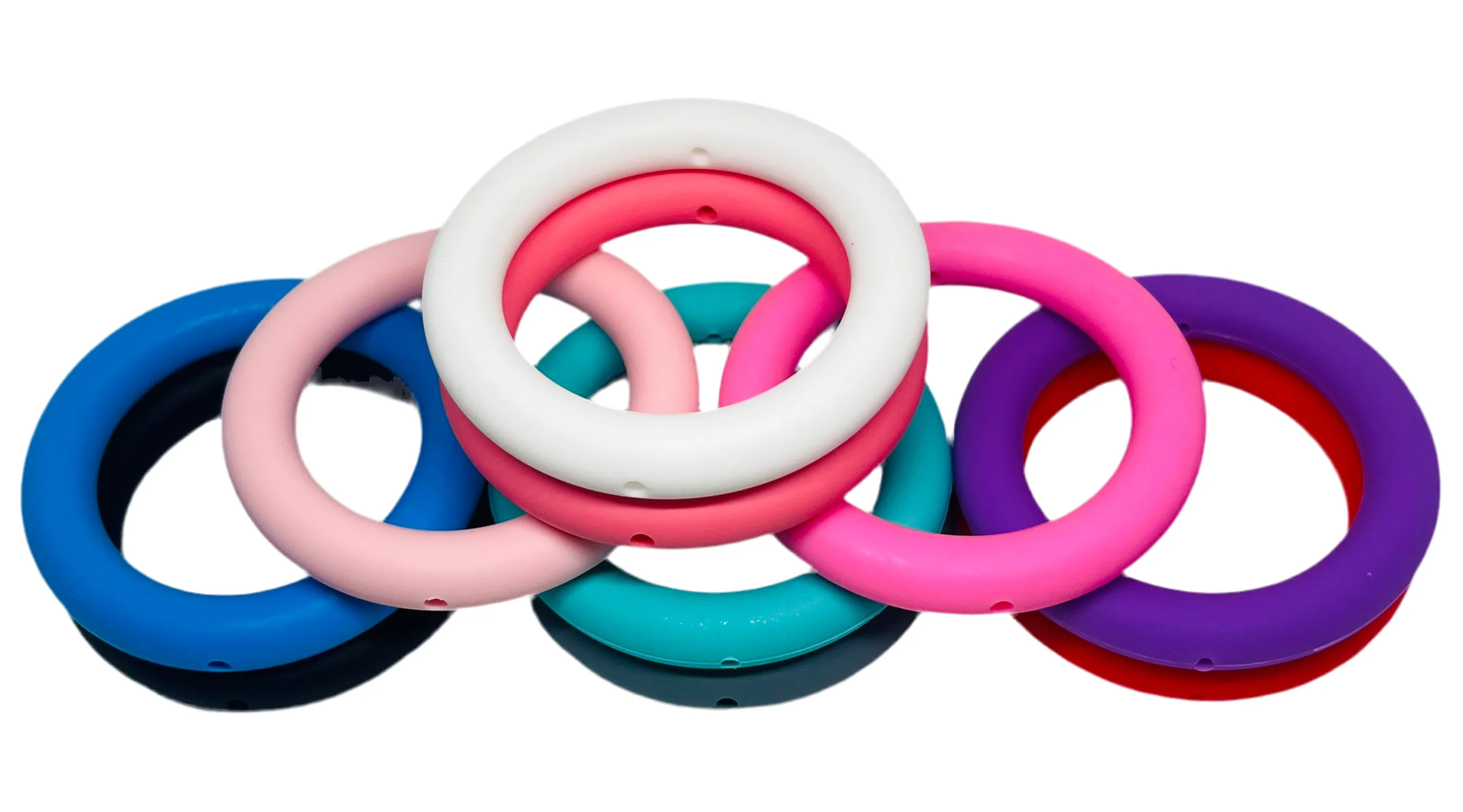 5PCS Color Silicone O-shape Ring Bulk Beads, Hollow Silicone Ring Beads To Make Key Chain Beads Lanyard Necklace Pendant For Bracelet Necklace Connecting Silicone Ring Accessories