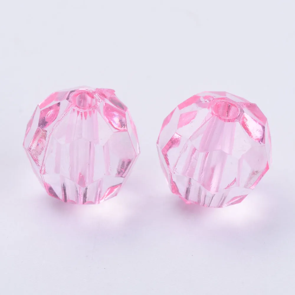6mm Faceted Beads (100) - Pink