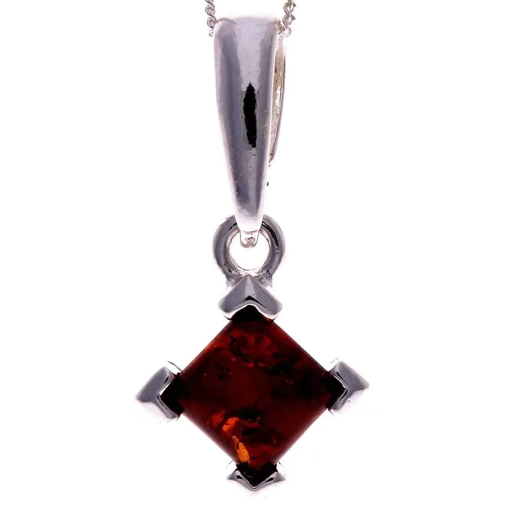 925 Sterling Silver & Genuine Baltic Amber Classic Pendant - GL339