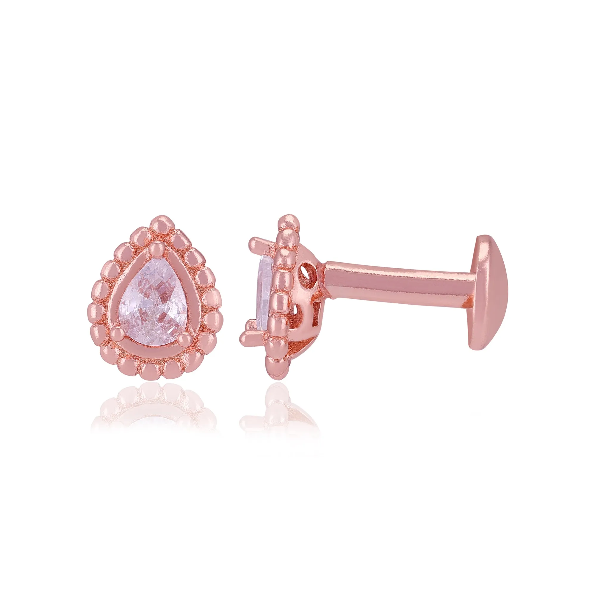 925 Sterling Silver Pear Shaped Centered White Stone Earrings For Women