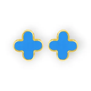 9ct Gold Turquoise Small Clover Stud Earrings