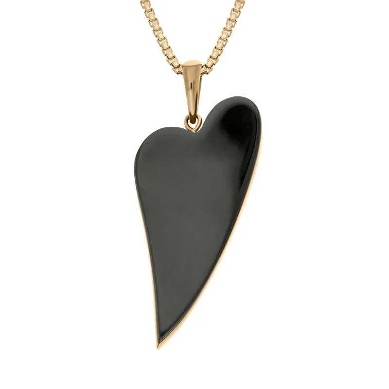 9ct Rose Gold Whitby Jet Unique Heart Necklace D