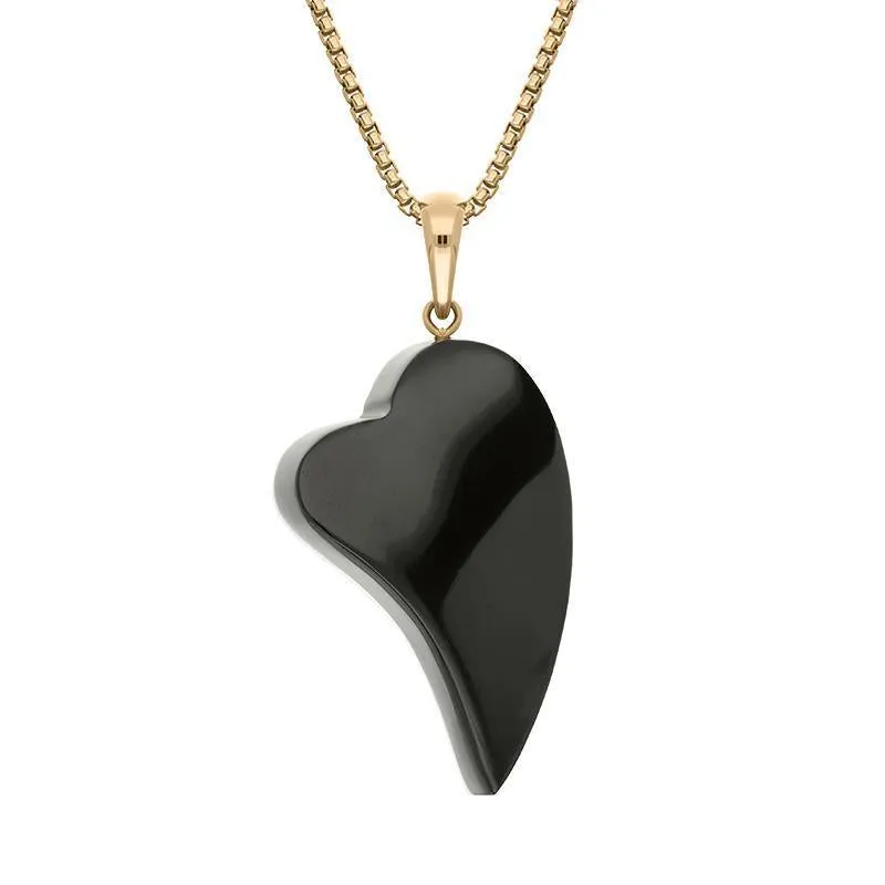 9ct Rose Gold Whitby Jet Unique Heart Necklace D