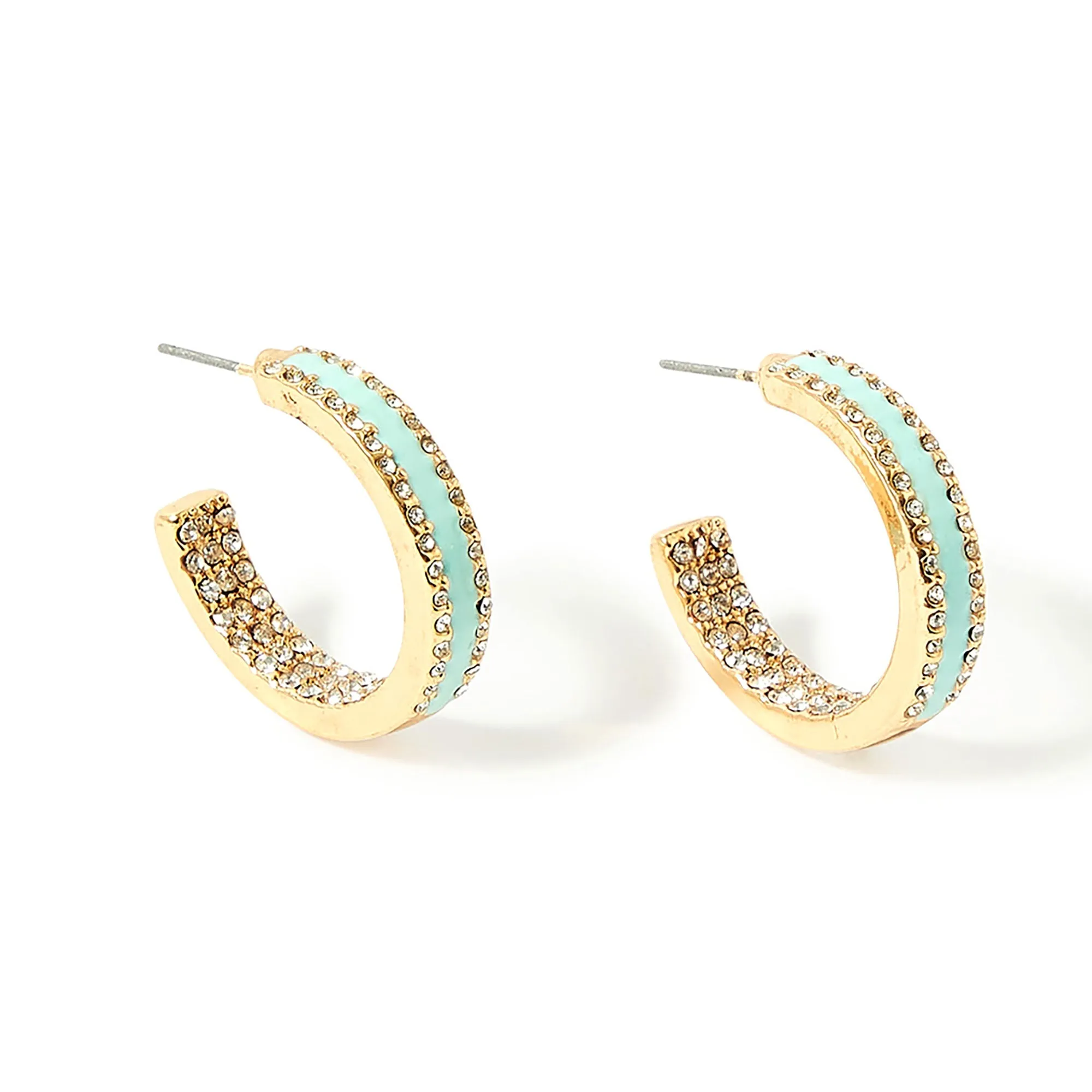 Accessorize London Women'S Blue Enamel Pave Hoop Earring