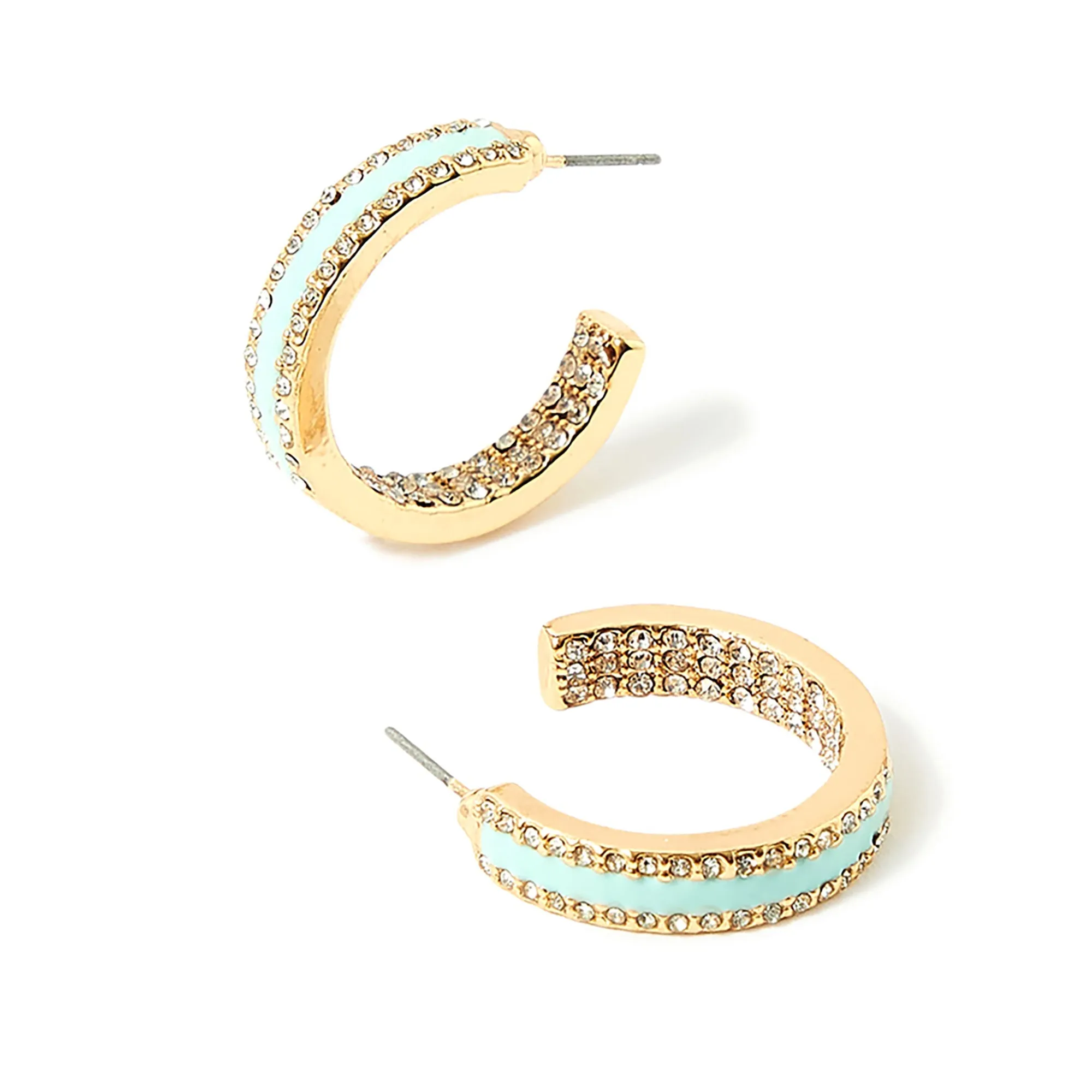 Accessorize London Women'S Blue Enamel Pave Hoop Earring