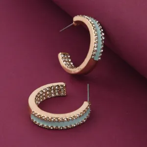 Accessorize London Women'S Blue Enamel Pave Hoop Earring