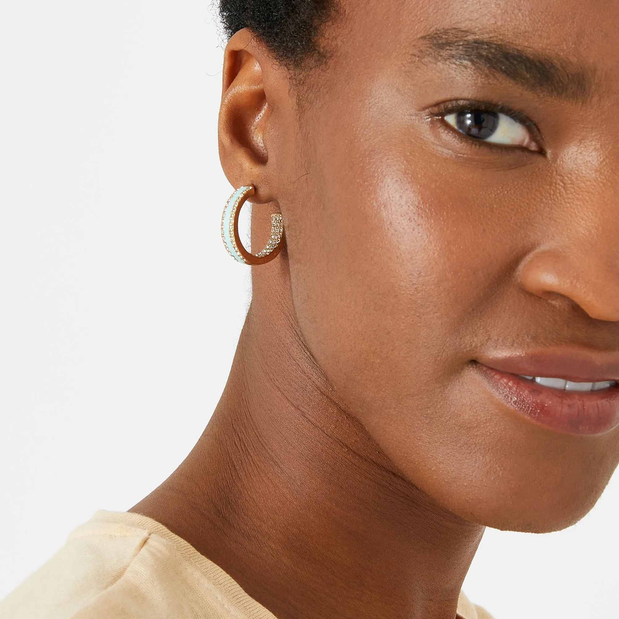 Accessorize London Women'S Blue Enamel Pave Hoop Earring
