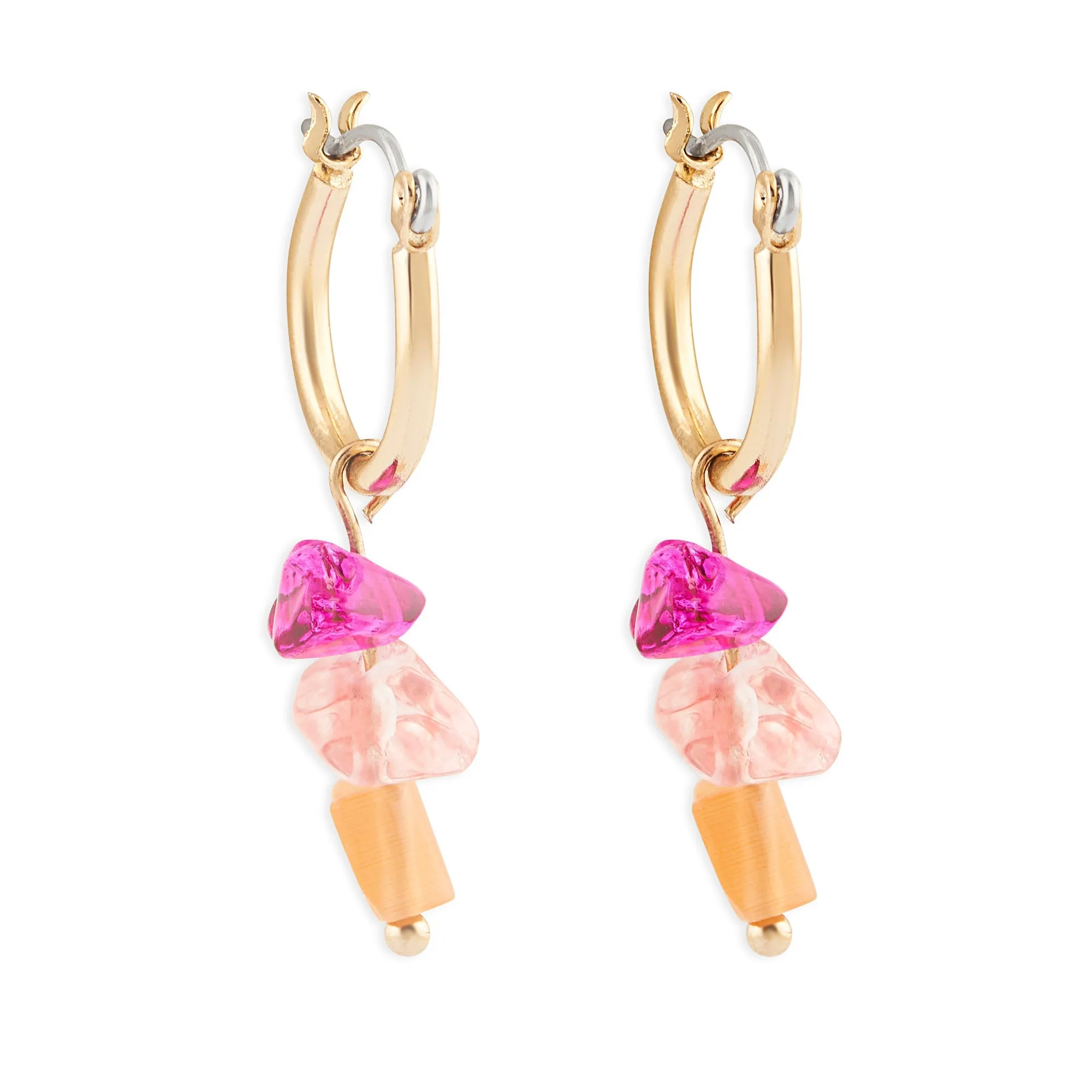 Accessorize London Women's Pink Raw Stone Mini Hoop Earring pink