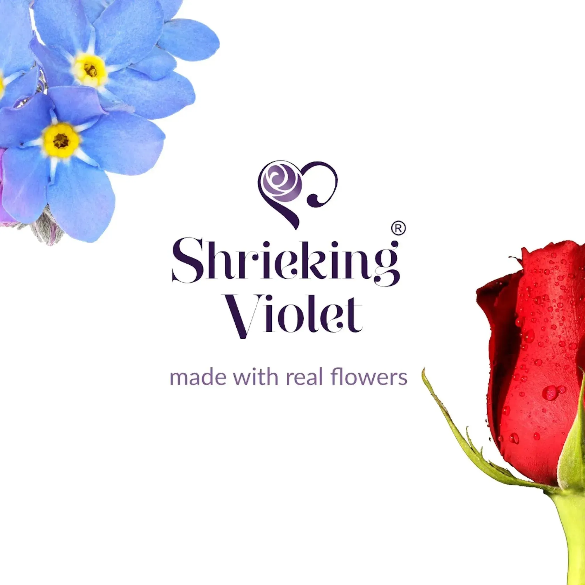 Adjustable Gold-Plated silver Flower Ring - Real Mixed Blooms in .925 Silver - Shrieking Violet®