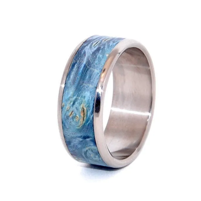 All We See | Men's Blue Box Elder Wood & Titanium Wedding Ring