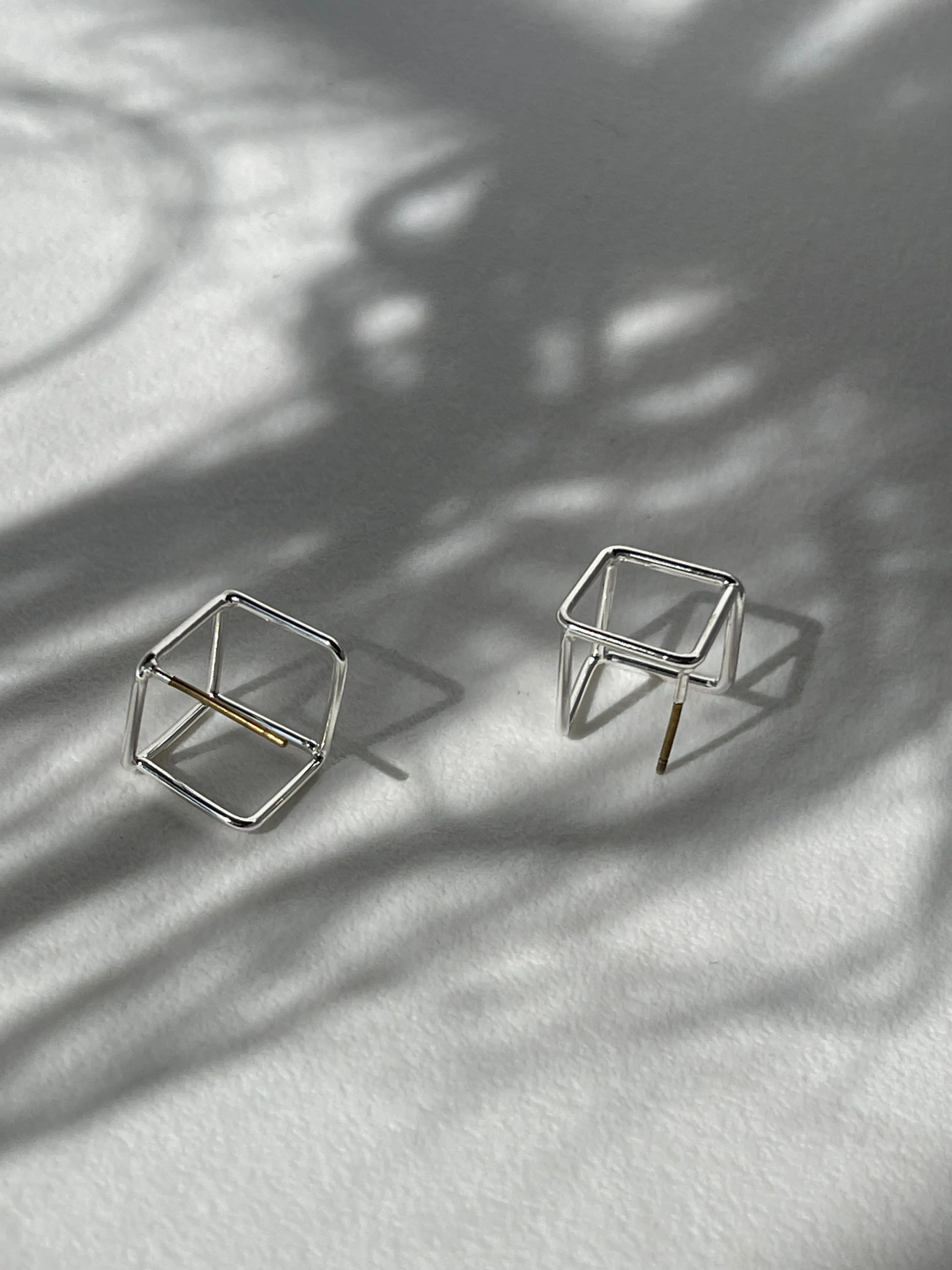 Alton Mini Cube Stud Earring In Silver