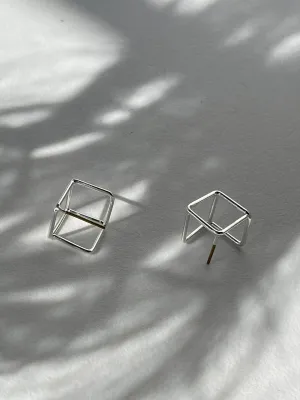 Alton Mini Cube Stud Earring In Silver