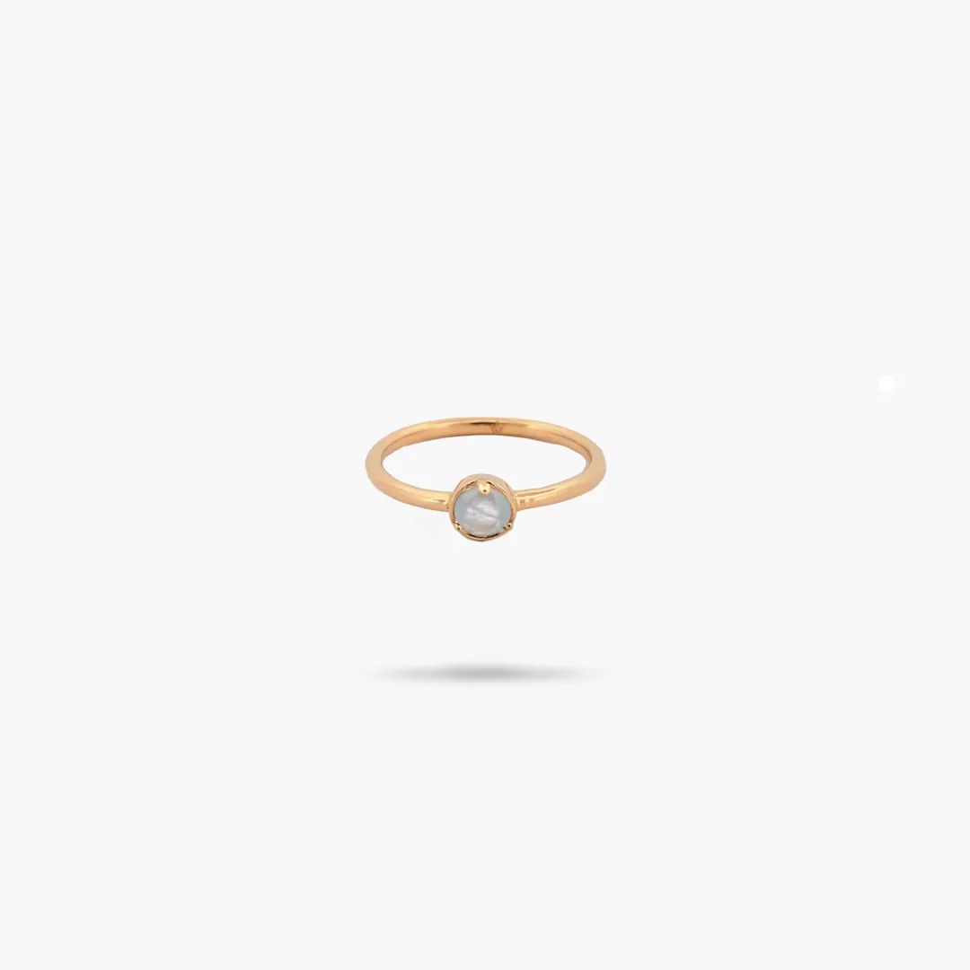 Amare Wear Petite Pinky Aquamarine Solitaire Ring- March Birthstone