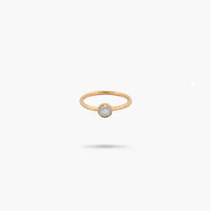 Amare Wear Petite Pinky Aquamarine Solitaire Ring- March Birthstone