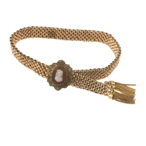 Antique Victorian Mesh slide Cameo bracelet. 12kt, 10kt yellow gold.  brvc001