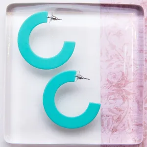 Aqua Blue Acetate Hoop Earrings