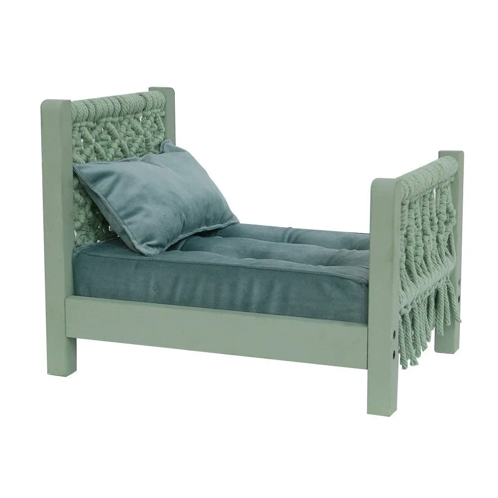 Babymoon Macrame Bed | Wooden Properties | Baby Photography Props | Green
