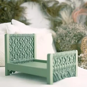 Babymoon Macrame Bed | Wooden Properties | Baby Photography Props | Green